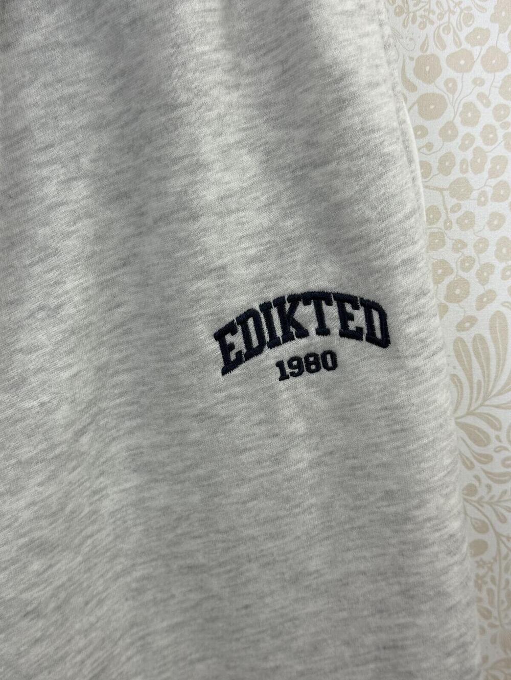 Edikted Navy and Gray Contrast Logo Embroidered Sweatpants - Size - Large - Picture 7 of 8